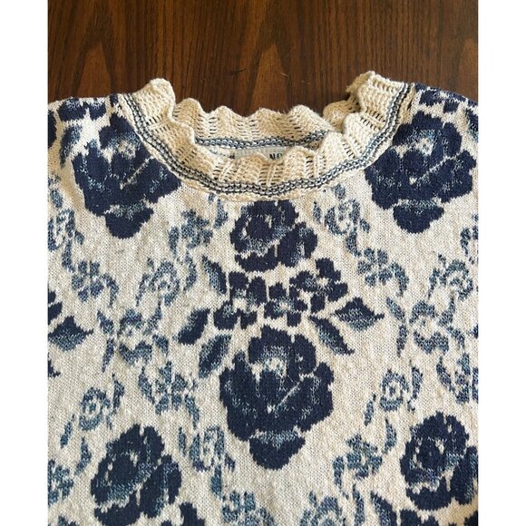 Vintage 80s/90s Stefano International Knit Floral Made in USA Sweater 14/16 Larg - Picture 2 of 8